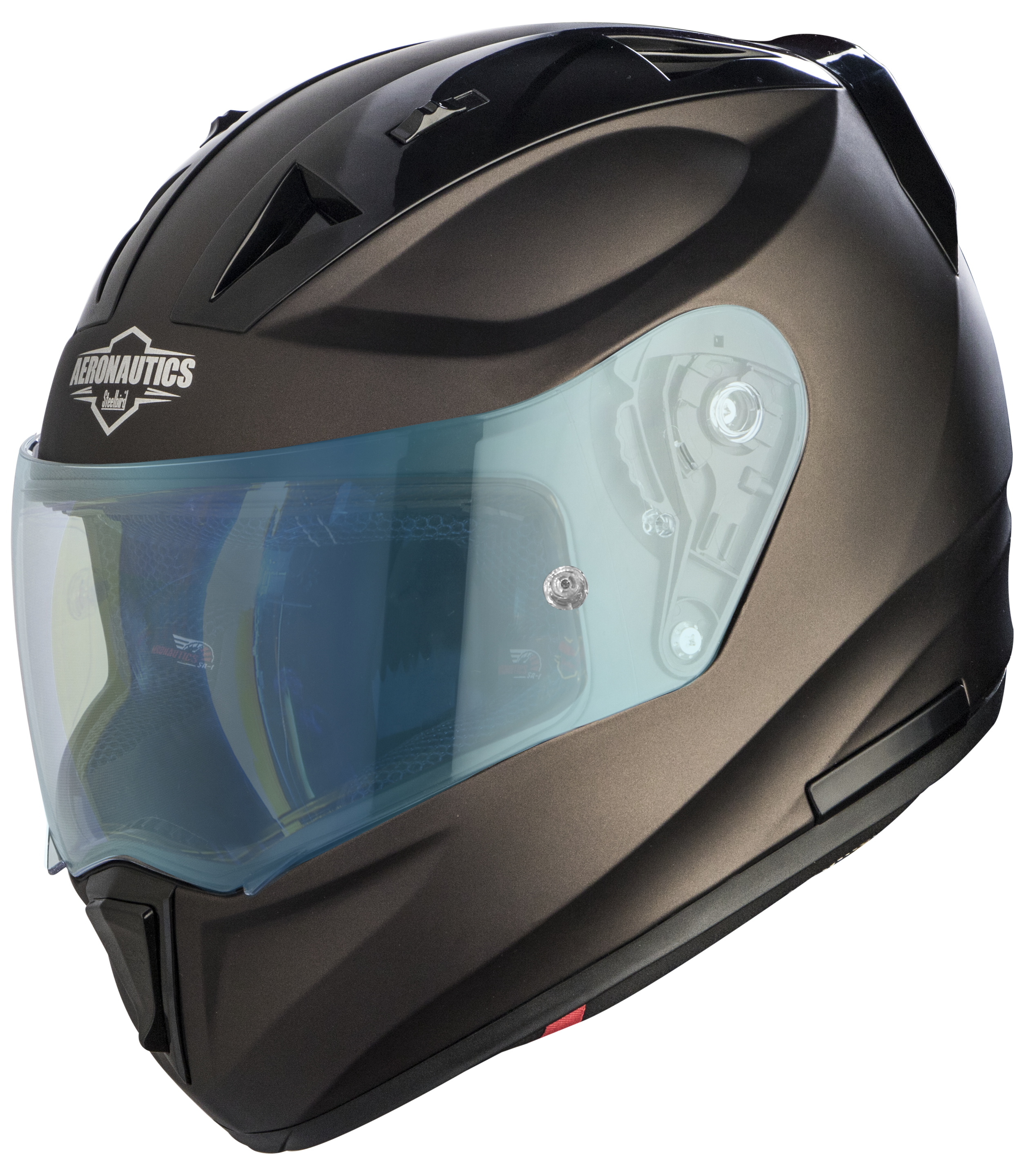 SA-1 Aeronautics Mat Royal Brown With Anti-Fog Shield Blue Night Vision Visor